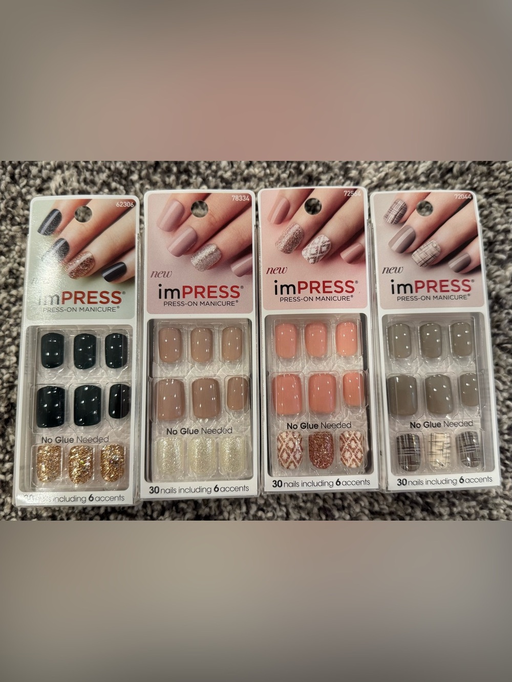 4 short length imPRESS Press-On Manicure Nail Set - Assorted Neutrals